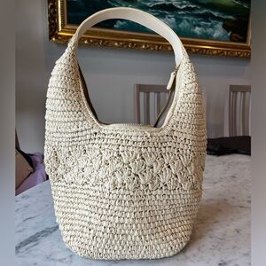 Lauren Conrad Crochet Woven Straw Shoulder Bag